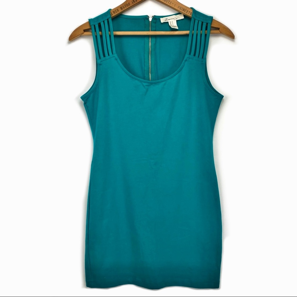 Forever21 Teal Sleeveless Cotton Mini Dress S